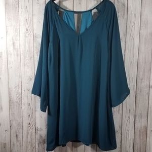 Teal Swing Mini Dress with Cutouts, GUC